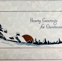 Hearty Christmas Victorian Greeting Card Golden Sunrise Cabin Bi-Fold PC... - $19.99