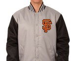 MLB San Francisco Giants Poly Twill Jacket Grey BLK Embroidered Logos JH... - $119.99