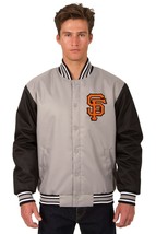 MLB San Francisco Giants Poly Twill Jacket Grey BLK Embroidered Logos JH... - $119.99