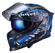 (L, Glossy Blue) Full Face Motorcycle Helmet, Street Bike Helmet with Clear &amp; Ti - $467.82