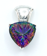 Sterling Silver 20mm x 20mm Trillion Cut Mystic Topaz Pendant - £120.66 GBP