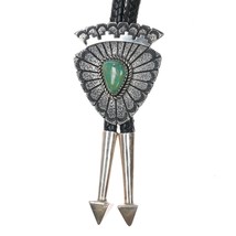 Large Mike Thompson Navajo Tufa Cast sterling high grade turquoise bolo tie - £1,009.18 GBP