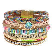 WELLMORE colorful bohemia bracelets for women stone leather bracelet multilayer  - £12.33 GBP