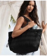 Victoria's Secret Black Tote Bag 2017 Limited Edition Pleated Side Pulls EUC - £23.59 GBP