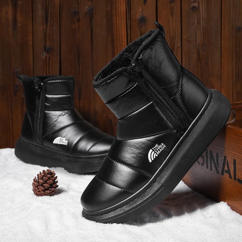 TUINANLE Snow Boots Women Winter Warm Plush Slip-on Silver Waterproof Zip Couple - £177.35 GBP