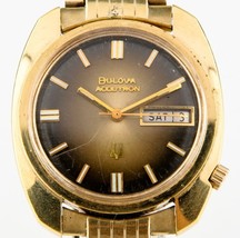 Vintage Bulova Accutron Men&#39;s Gold Electroplate Tuning Fork 218 Watch Day/Date - £337.93 GBP