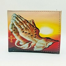Praying Hands Rosary Bi-Fold Men Leather Wallet Christian Bible Church G... - $9.46