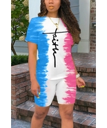 &quot;Faith&quot; Matching Shorts Set w/Custom Design - Blue/Pink (Medium 8-10) - $19.99