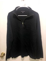 Brooks Brothers Men&#39;s Medium 1/4 Zip Black Sweater Pullover Long Sleeve Cotton - £13.99 GBP