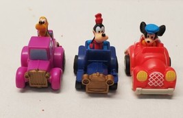 McDonald&#39;s Disney Pull Back Car Lot of 3 Vintage 1980s Penny Racer Toys Mickey - £7.42 GBP