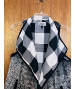 Black Fleece  Vest Flannel Plaid Lined Size M Collarless Loose Fit Pocke... - $18.88