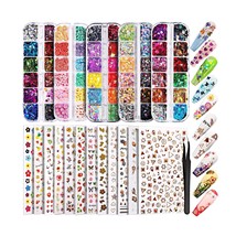 Teenitor Nail Art Decoration with 12 Sheets Nail Art Sticker &amp; 5 Boxes of Hologr - £25.74 GBP