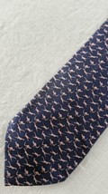 Herman Street Men’s Silk Necktie Navy Blue With Pink Kangaroos  - $19.77