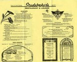 Studebaker&#39;s Restaurant &amp; Lounge Menu North Conway New Hampshire 1989 - £14.24 GBP