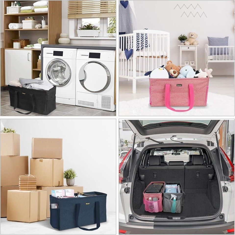 Extra Large Waterproof Utility Tote Bag with Wire Frame for Shopping 22''x12'' Item image 6