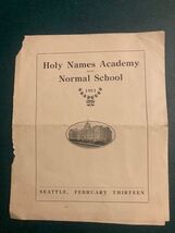 Antique 1911 Holy Names Academy &amp; Normal School Seattle Program Historical - $15.50