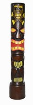 Hand Carved Wood 40" Tall Tiki Totem Pole Carved Design Palm Tree - £79.12 GBP