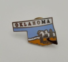 Oklahoma State Shaped Souvenir Enamel Lapel Hat Pin Farm Field  - £11.52 GBP