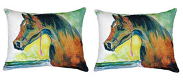 Pair of Betsy Drake Prize Horse No Cord Pillows 16 Inch X 20 Inch - £63.30 GBP