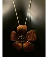 Unisex Fashion 925 Sterling Solid Silver And Alloy Orange Flower Necklace. - £10.80 GBP