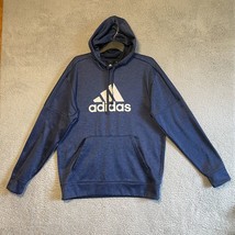 Adidas Hoodie Men’s Blue Long Sleeve Pullover Size Large White Logo - £15.33 GBP