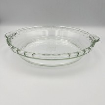 Vintage Pyrex Deep Dish Pie Plate 9 1/2&quot; Fluted Rim Tab Handles Clear Glass #229 - £10.08 GBP