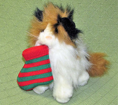 Vintage Chosun Calico Cat With Christmas Stocking 8&quot; Stuffed Animal Plush Toy - £17.83 GBP