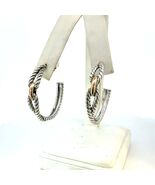 David Yurman 18k Gold & Silver Hoop Earrings Sterling Silver Estate DY616 - $386.10