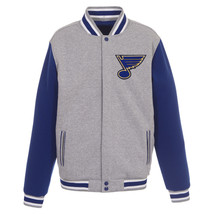 NHL St. Louis Blues Reversible Full Snap Fleece Jacket JHD  2 Front Logos Blue - £96.21 GBP