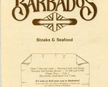 Barbados Steaks &amp; Seafood Menu Tesoro Drive San Antonio Texas 1983 - $27.72