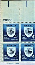 U S Stamp - 1960 4c SEATO Plate Block of 4 Stamps - £1.76 GBP