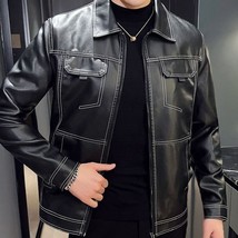 Metal Button Tooling Style Soft Leather Jacket - £46.04 GBP+