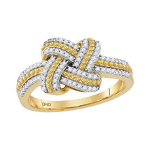10kt Yellow Gold Womens Round Diamond Beaded Knot Fashion Ring 1/5 Cttw - £286.96 GBP
