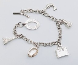 Vintage Sterling Silver Links Of London Charm Bracelet With 5 Charms L18cm 22gms - £75.46 GBP