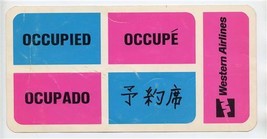 Western Airlines Seat Occupied Occupe Ocupado Card in 4 Languages - £13.30 GBP