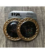 Vintage 1928 Saucer Shaped Sparkle Earrings USA Gold Tone 1980 Bling Cos... - $24.95