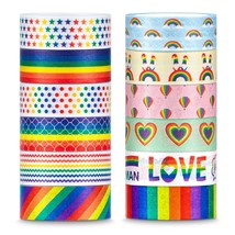 12 Rolls Rainbow Washi Tape Gay Pride Day Washi Masking Tape Colorful Heart Love - £16.06 GBP