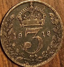 1918 Great Britain Silver Threepence - £2.49 GBP