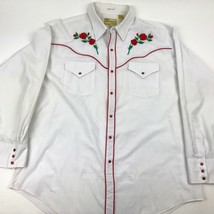 Vintage 80s ELY Championship Collection Charmer RODEO ROSE Snap Western ... - $27.23