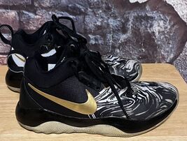 Nike Zoom Rev BHM PE Basketball Shoe Size 7.5 Black White Gold AA1009-001 - $85.68