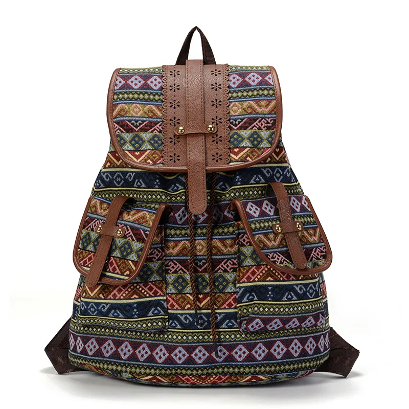 Women Printing Backpack Canvas School Bags For Teenagers Large Shoulder Bag Week - £25.54 GBP