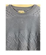 LL Bean Signature Men&#39;s Blue Cable Knit Cotton Linen Sweater Size Large - $1,273.42 MXN
