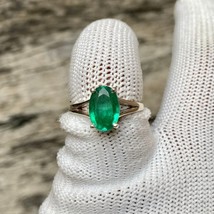 Natural Oval Shape Emerald 925 Sterling Silver Engagement Ring, Promise Ring - £47.01 GBP