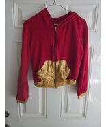 Girls Red Gold Zip Up Sweater Size Large Hoodie - $9.89