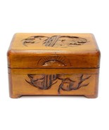 Wooden Hand-Carved Oriental Scene Jewelry Storage Box 9 x 6 x 5&quot; height ... - £23.25 GBP