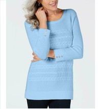 Karen Scott Womens Sz L Blue Long Sleeve Button Knit Pullover Sweater NEW - £13.28 GBP