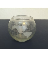 Vintage nescafe world globe etched glass container for floating oil candle  - $21.73