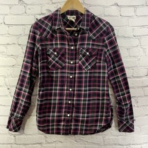 Levi’s Western Shirt Womens Sz S Purple Plaid Button Down Long Sleeve - £11.09 GBP