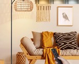 Arc Floor Lamp With Smart Remote,Rattan&amp;Fabric Boho Floor Lamps For Livi... - $101.99