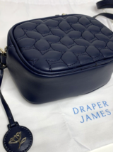 Draper James Abbie Small Crossbody Purse Navy Blue Quilted Magnolia Dust Bag - £28.99 GBP